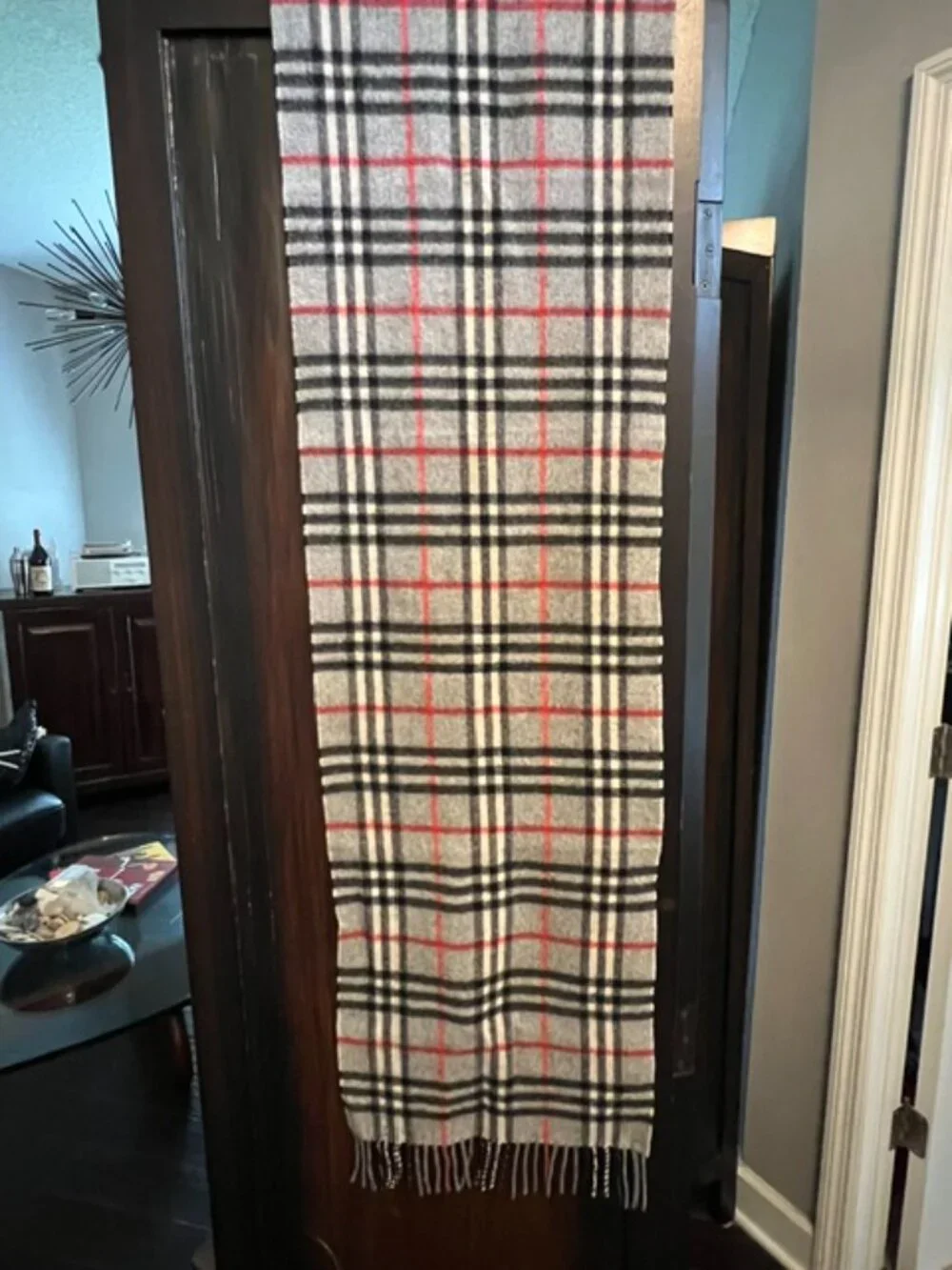 Vintage Burberrys Charcoal Gray Nova Check 100% Cashmere Scarf  Authentic vintag